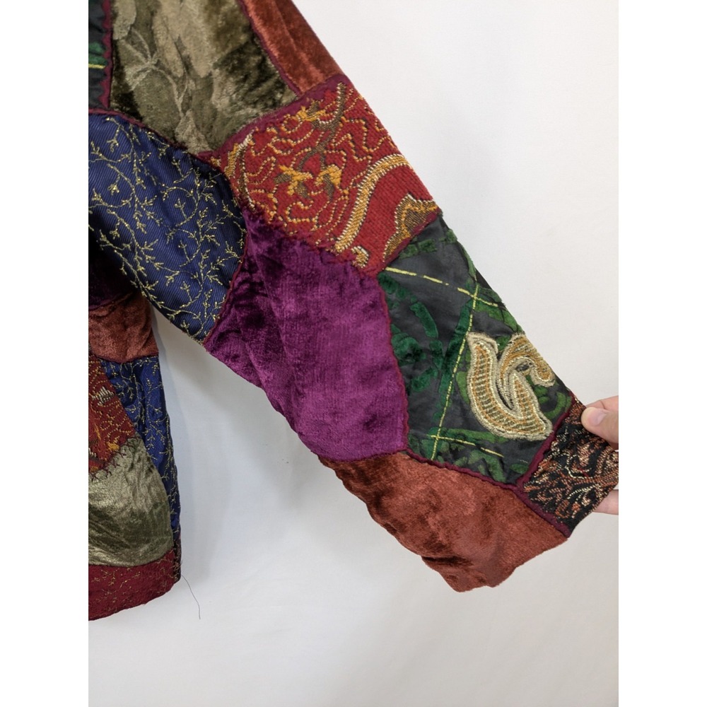 Textured Patchwork Velvet Jacket - Multi - Picture 7 of 11